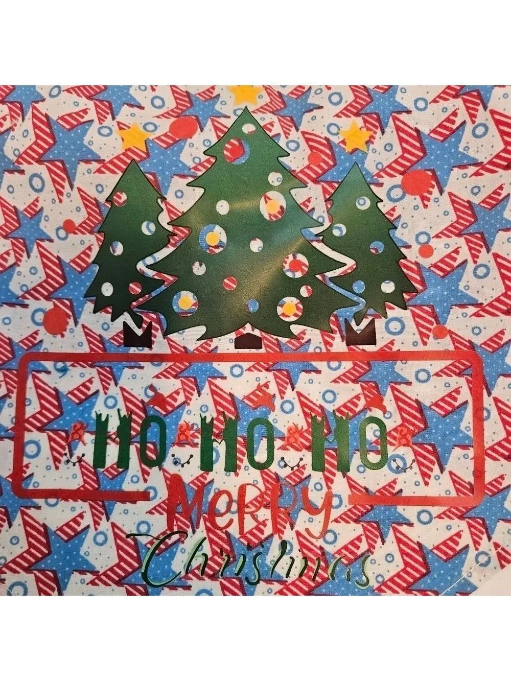 Upcycled Dog Bandana Christmas Trees heat transfer Ho Ho Ho Merry Christmas (M)